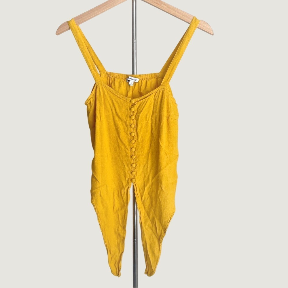 Madewell Women's Mustard Yellow Button Front Tie Top Summer y2k Beach Pool XS